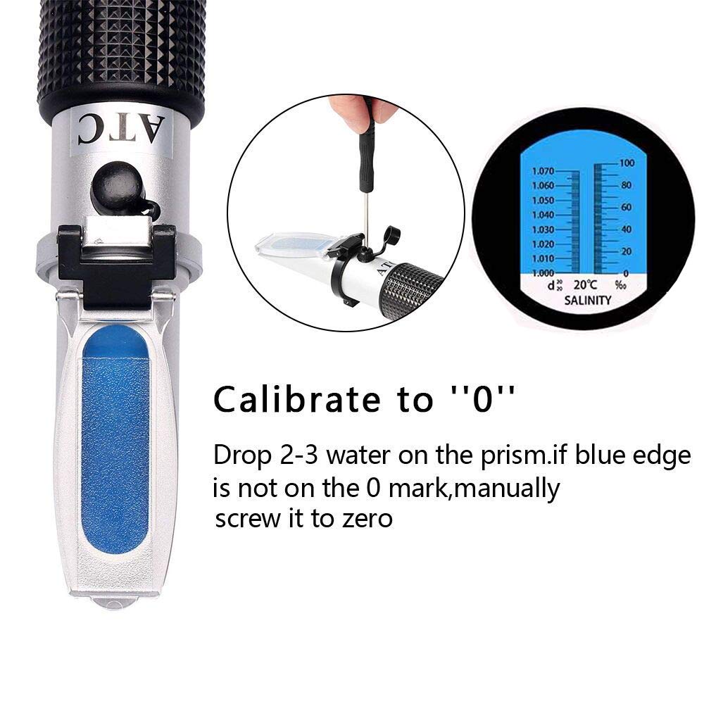 Seawater Refractometer RHS-100ATC 0-10% Salinity 1.000-1.070 Salt Specific Gravity Seawater Salinometer For Aquarium