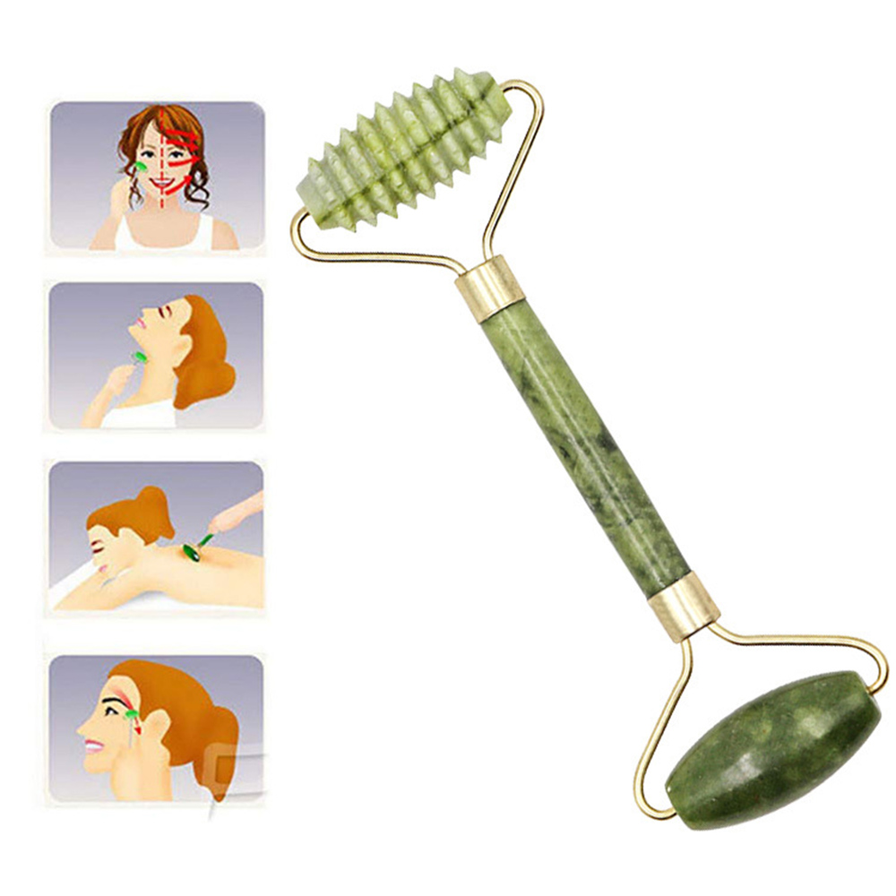 Jade Roller & Gua Sha Board Jade Stone Set Scraping Massage Tools for Facial Skin Care Anti-aging Face Eye Neck Beauty Roller