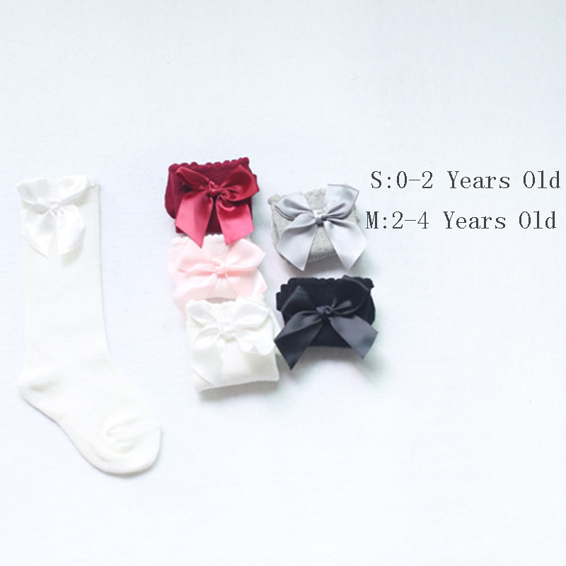 2021 Baby Summer Clothing New Kids Toddlers Girls Big Bow Knee High Long Soft Cotton Lace Baby Socks Bowknot Cotton Socks
