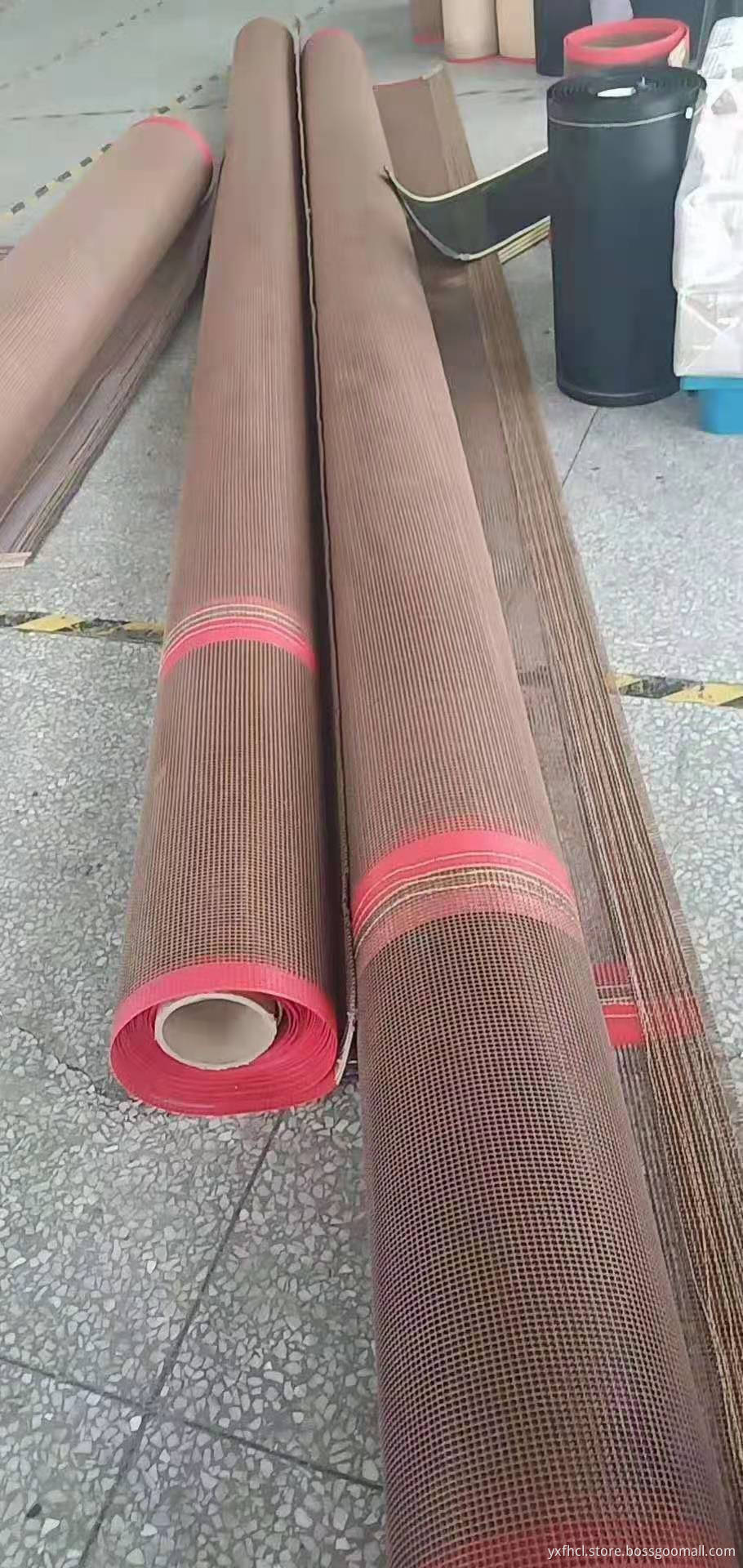 Brown 4*4 PTFE open mesh conveyor belt