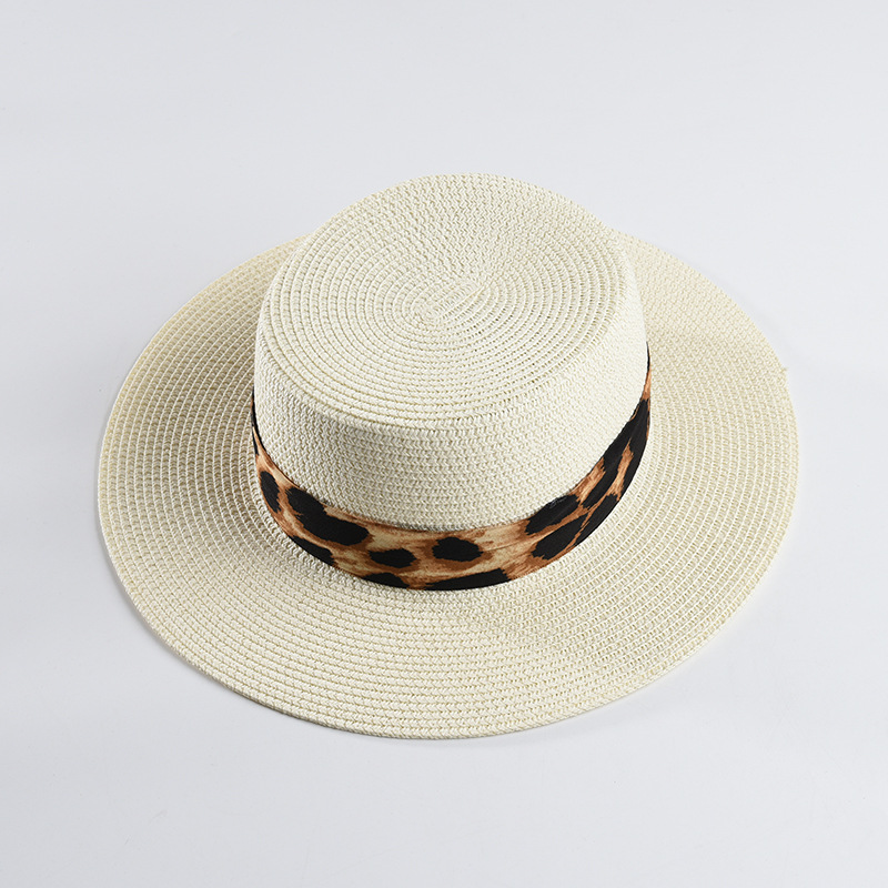 New Women And Men Panama Hat Leopard Straw Hat For Women Visor Cap Male Flat Straw Hat Dropshipping Wholesale