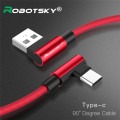 2.4A USB Type C Charge Cable 90 Degree Type-C 3.1 Data Cable USB-C Charging Charger Code for Samsung Galaxy S8 S9 Note 8 Macbook