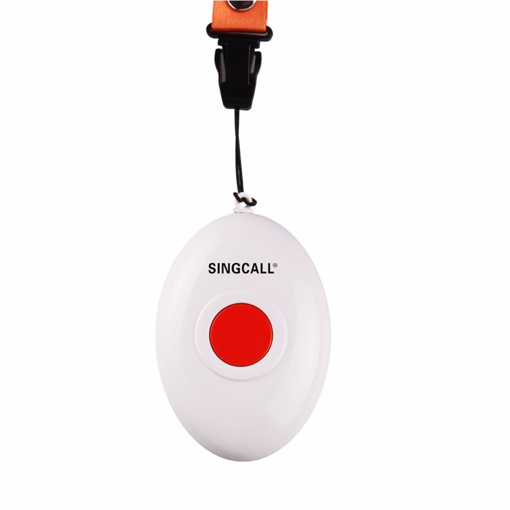 SINGCALL Wireless Nursing System, Medical Call Pager, Panic Button, Oval Rounded Shape Bell with the Necklace APE160