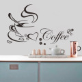 HOT Coffee cup with heart vinyl quote Restaurant Kitchen removable wall Stickers DIY home decor wall art MURAL Drop Shipping