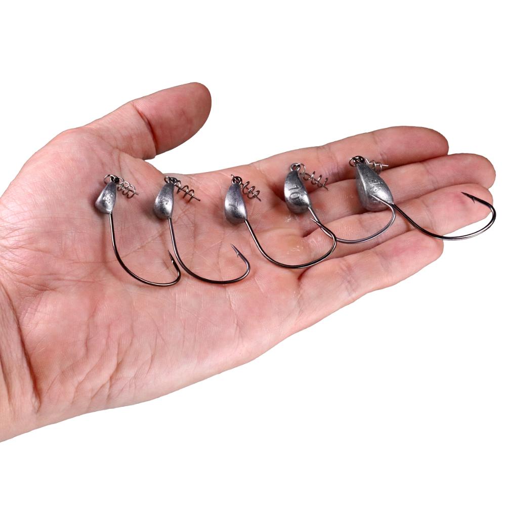 5pcs/lot Jig Head Fishing Hooks 3.5g 5g 7g 10g 15g 18g 21g Stand Up Lead Head Hook with Screw-in bait keeper For Bass Fishing