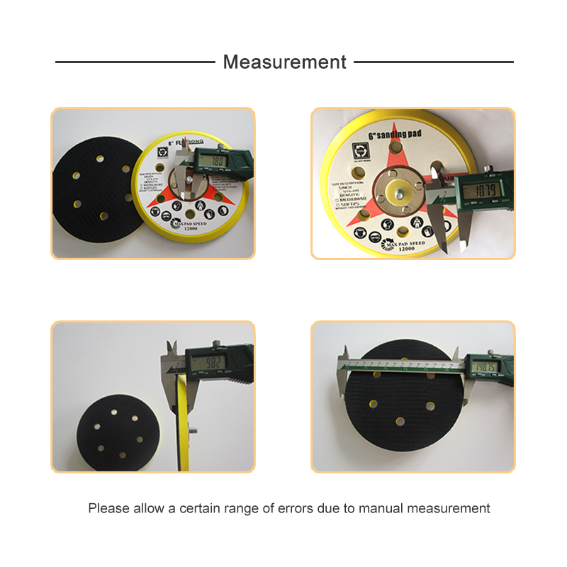 6 Inch 150 MM 6 Holes Backup Sanding Pad Sanding Disc Hook Loop Backing Pad 5/16"-24 Thread Abrasive Tools