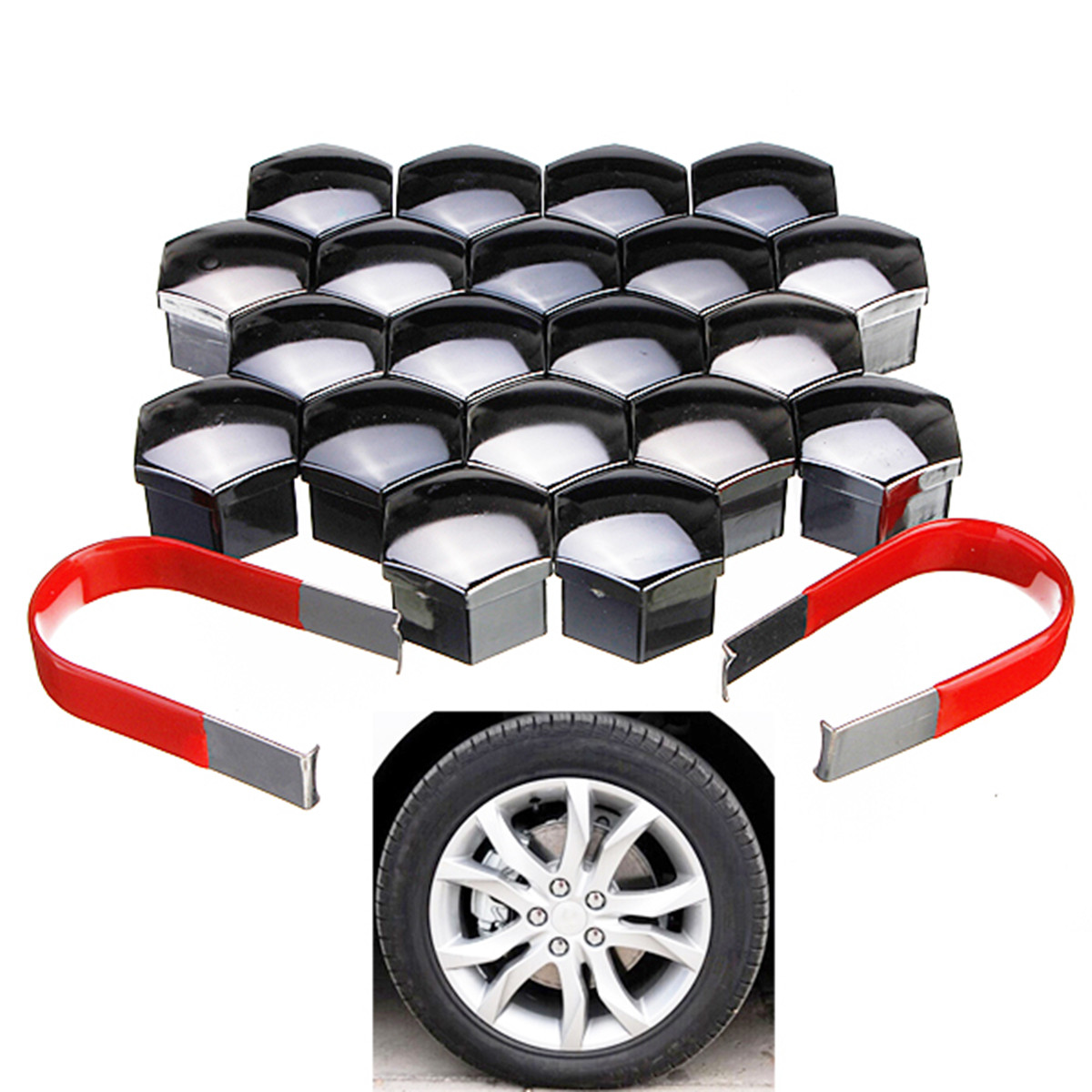 20pcs 19mm Car Plastic Tyre Wheel Hub Covers Caps Bolts Covers Nuts Alloy Wheel Protector