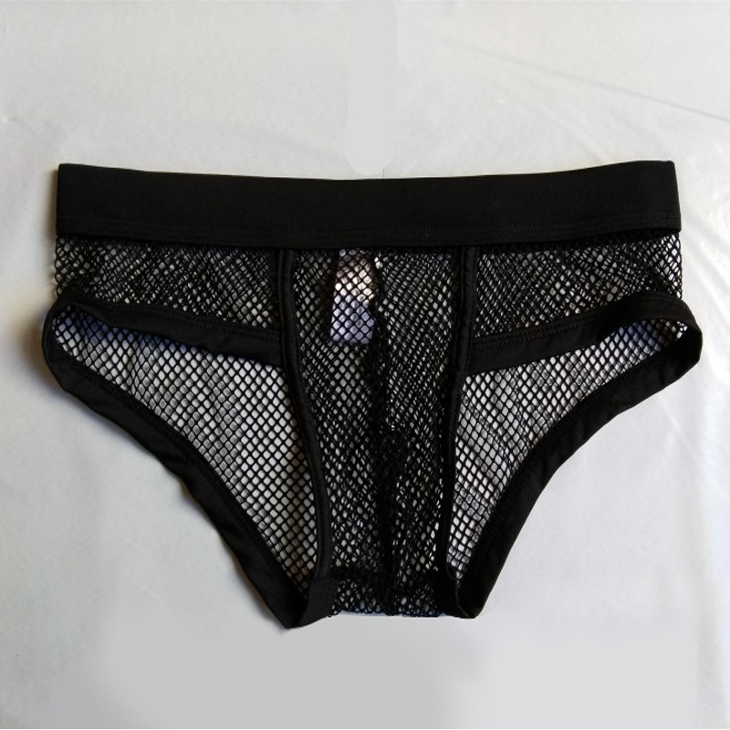 Men Sexy Underwear Transparent Bikini BriefsBulge Mesh See Through Erotic Underpants Fashion Low Waist Brief Lingerie Intimates