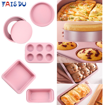 Maifan Stone Pink Cake Mold Bread Cake Non-stick Tray Muffin Baking Carbon Steel Baking Pan Square Round Baking Mold