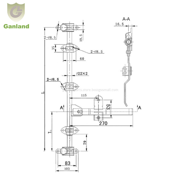 GL-11111 Steel Van Box Truck Door Lock For 21mm Tube