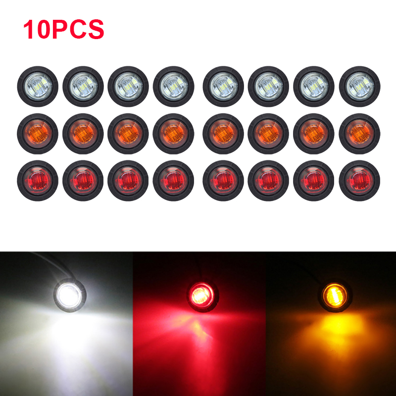 10PCs 12V LED Side Marker Light Auto Trucks Lorry Trailer Bus Tail Brake Lights Car Warning Lamp Turn Signal Indicator Lighting