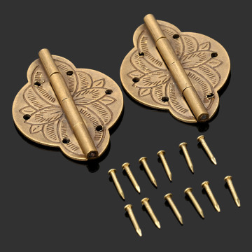 2Pcs Brass 43x31mm Furniture Hinge Antique Decorative Jewelry Wood Box Cabinet Cupboard Door Hinges Furniture Fittings Hardware