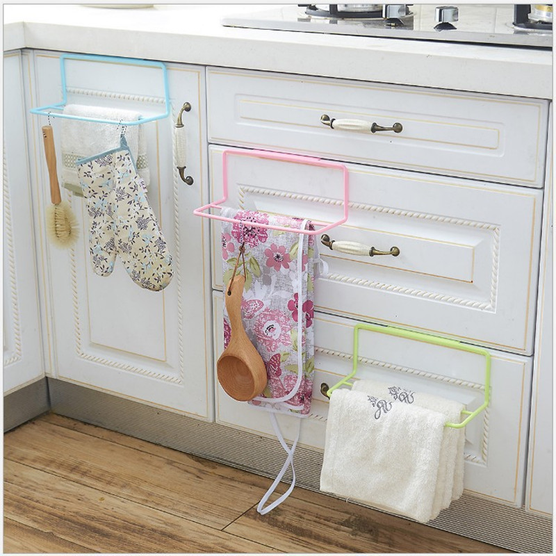 Kitchen Organizer Towel Rack Hanging Holder Bathroom Cabinet Cupboard Door Back Hanger Kitchen Supplies Accessories