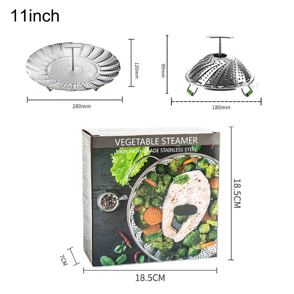Folding Dish Steam Stainless Steel Food Steamer Basket Mesh Vegetable Cooker Steamer Expandable Pannen Kitchen Cooking Tool