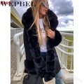 WEPBEL Autumn Winter Women Fashion Thick Wool Coat Female Warm Woolen Trench Coats Faux Fur Collar Woman Ladies Jacket