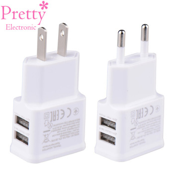 Dual USB Charger 5V 1A EU Plug Universal Mobile Phone charger Wall AC Power charger International plug Adaptor