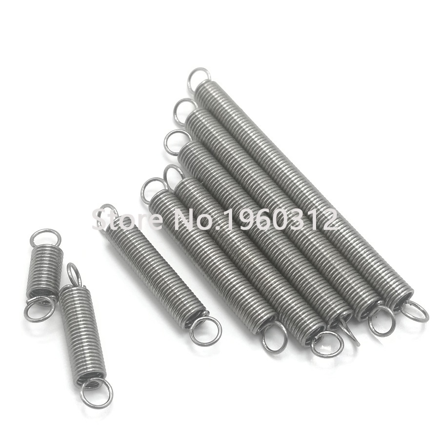 5Pcs 304 Stainless Steel Dual Hook Small Tension Spring Hardware Accessories Wire Dia 1mm Outer Dia 8mm Length 15-50mm
