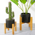 Free Standing Bonsai Holder Home Balcony Bamboo Wood Flower Pot Holder with Foot Pad Smooth Surface Plant Stand Shelf Pot Trays