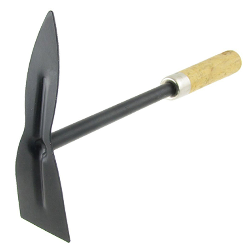 LBER Wooden Handle Metal Hand Garden Tool Digging Hoe,black