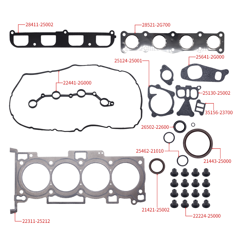 Auto Engine Parts Full Gasket Kit 20910-25B00 Engine OEVRHAUL GAKET SET For Hyundai SONATA 042