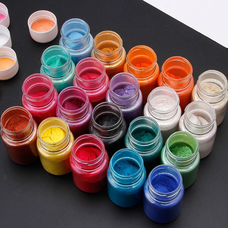 20 Colors Mica Powder Epoxy Resin Dye Pearl Pigment Natural Mica Mineral Powder Dazzling Beautiful Color Selection for DIY