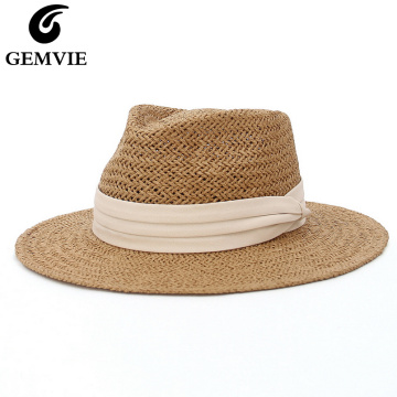 GEMVIE New Wide Brim Paper Straw Hat Summer Beach Panama Sun Hat For Women/Men