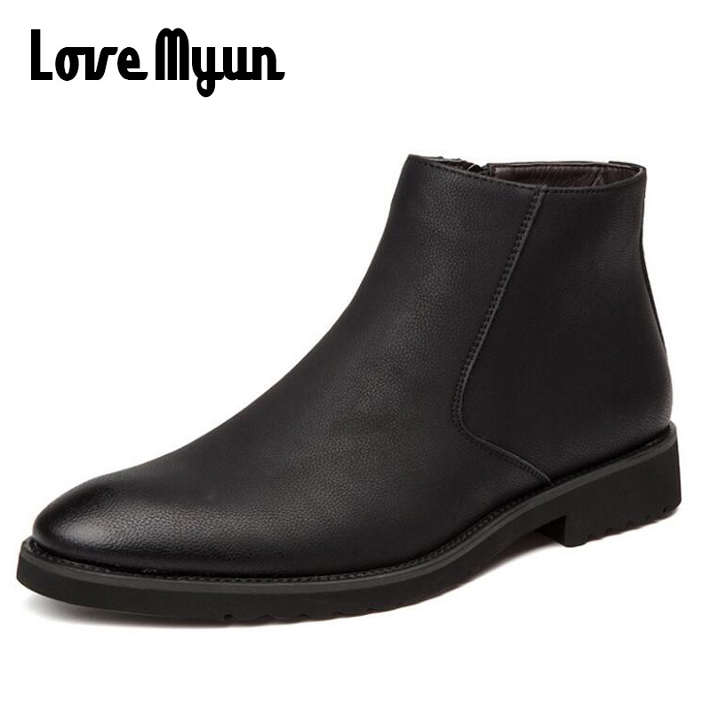 Fashion Men Formal Pointed Toe Ankle Boots Casual Men Leather zipper Boots Winter Shoes Men shoes Boots Oxford Shoes PP-19