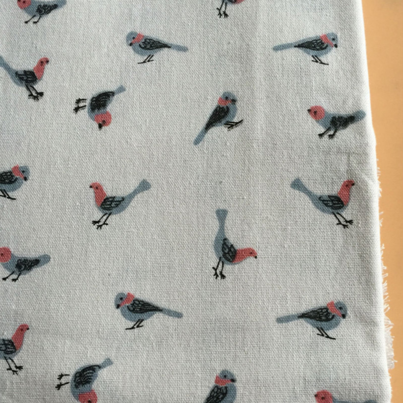 Linen Fabric Printed Bird Cotton Cloth For DIY Bedding Sewing Patchwork Quilting And Home Decoration Cloth