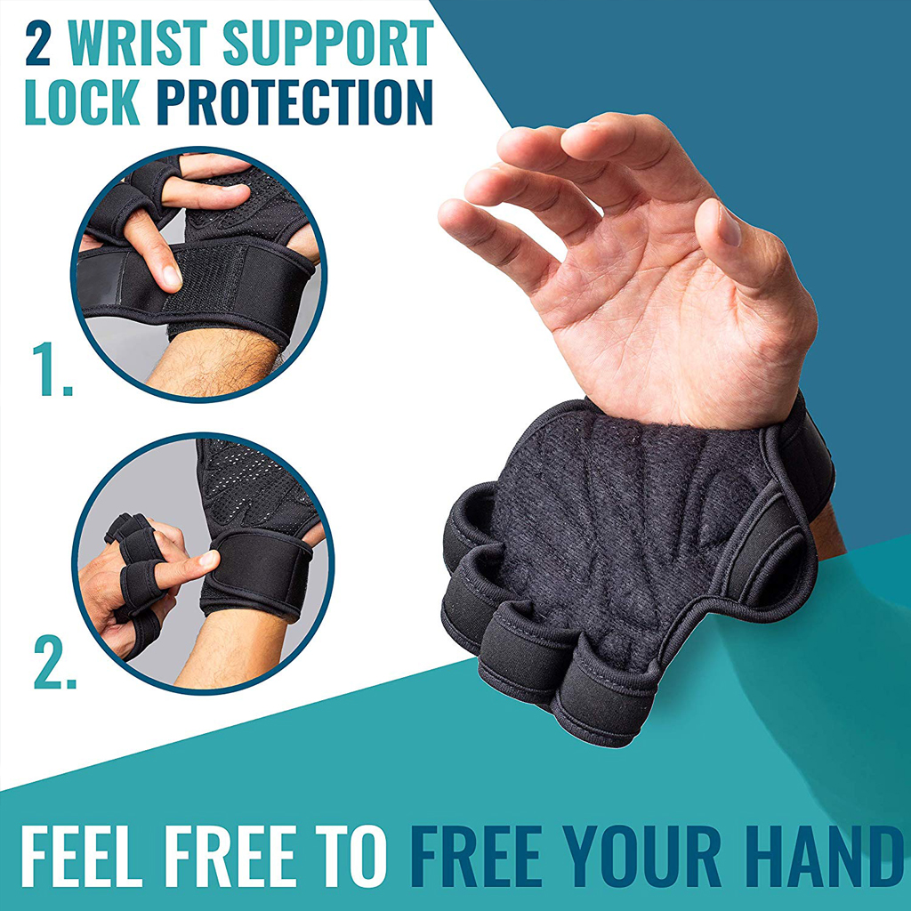 Half Finger Gym Fitness Gloves Hand Palm Protector with Wrist Wrap Support Crossfit Workout Power Weight Lifting