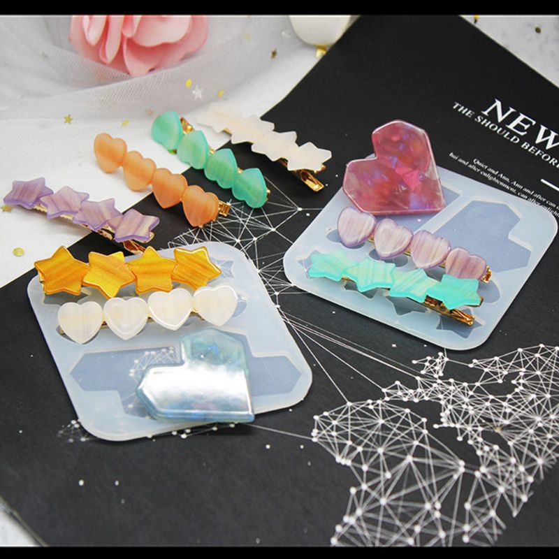Crystal Epoxy Resin Mold Hair Clip Casting Silicone Mould Hairpin Making Tool N1HE