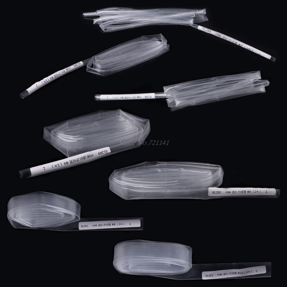 Dia 2/3/4/5/6/8/10mm 1M 2 : 1 Heat Shrink Tube Tubing Sleeve Transparent Wrap Wire Insulation Materials Elements Dropship