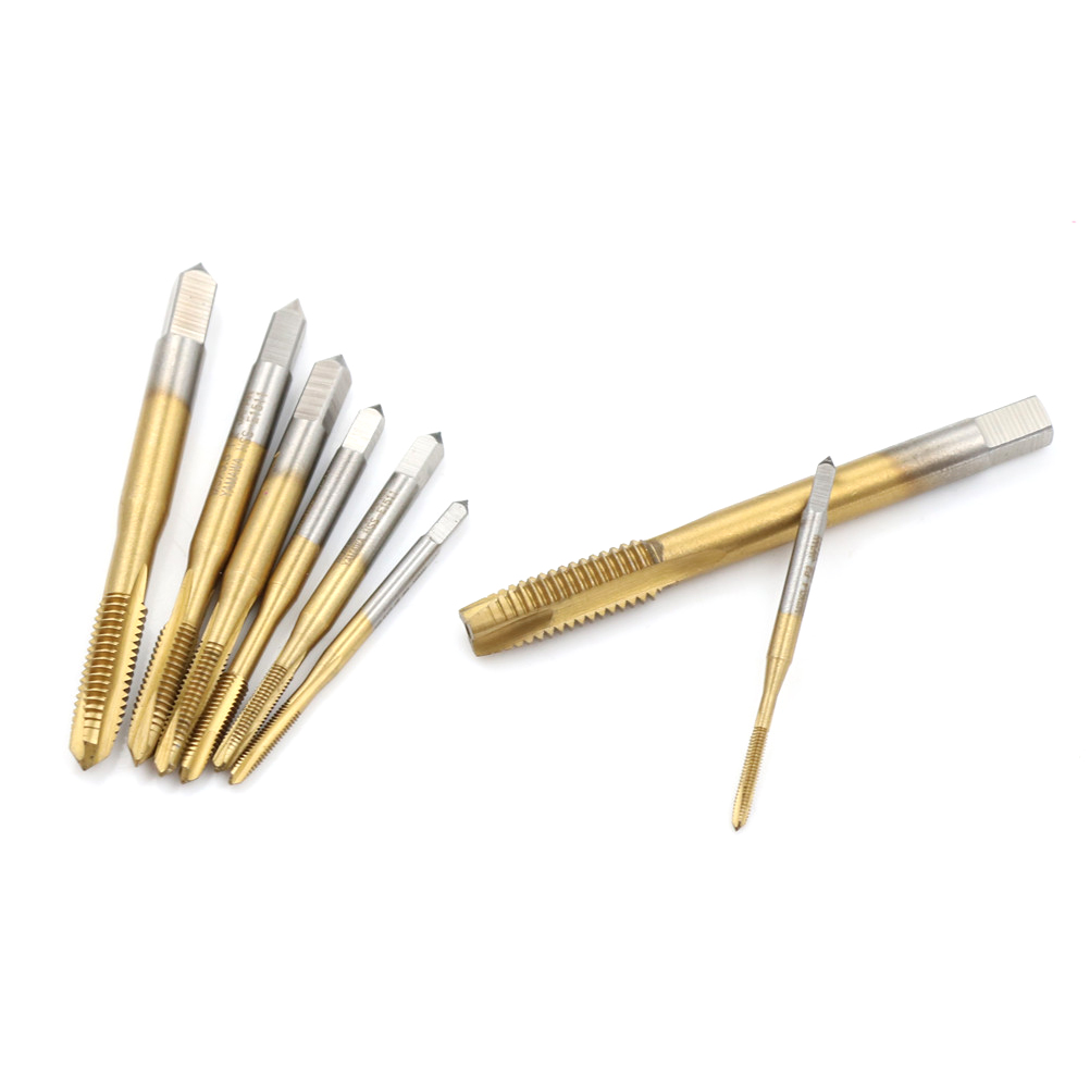 HSS Titanium Machine Right Hand Tap Drill 3 Flute M2 M2.5 M3 M3.5 M4 M5 M6 M8 Spiral Point Thread Plug Handle Taps Die Set