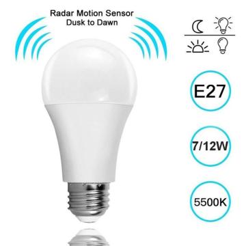 E27 Radar Motion Sensor Bulb LED Auto Sensor Dusk To Dawn Security Light Lamp Spotlight LED Bulb Household No Flicker 7W 12W