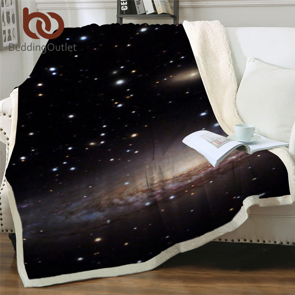 BeddingOutlet Amazing Galaxy Sherpa Blanket Universe Print Plush Throw Beds Blanket Sofa Cover Thin Quilt mantas para cama