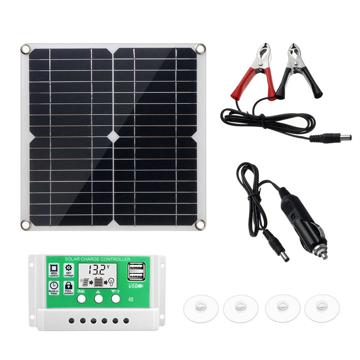 40W 18V Solar Panel Solar Cells Monocrystalline Silicon Solar Panel Power Bank + 10/20/30A Controller Solar Battery Charger Kit