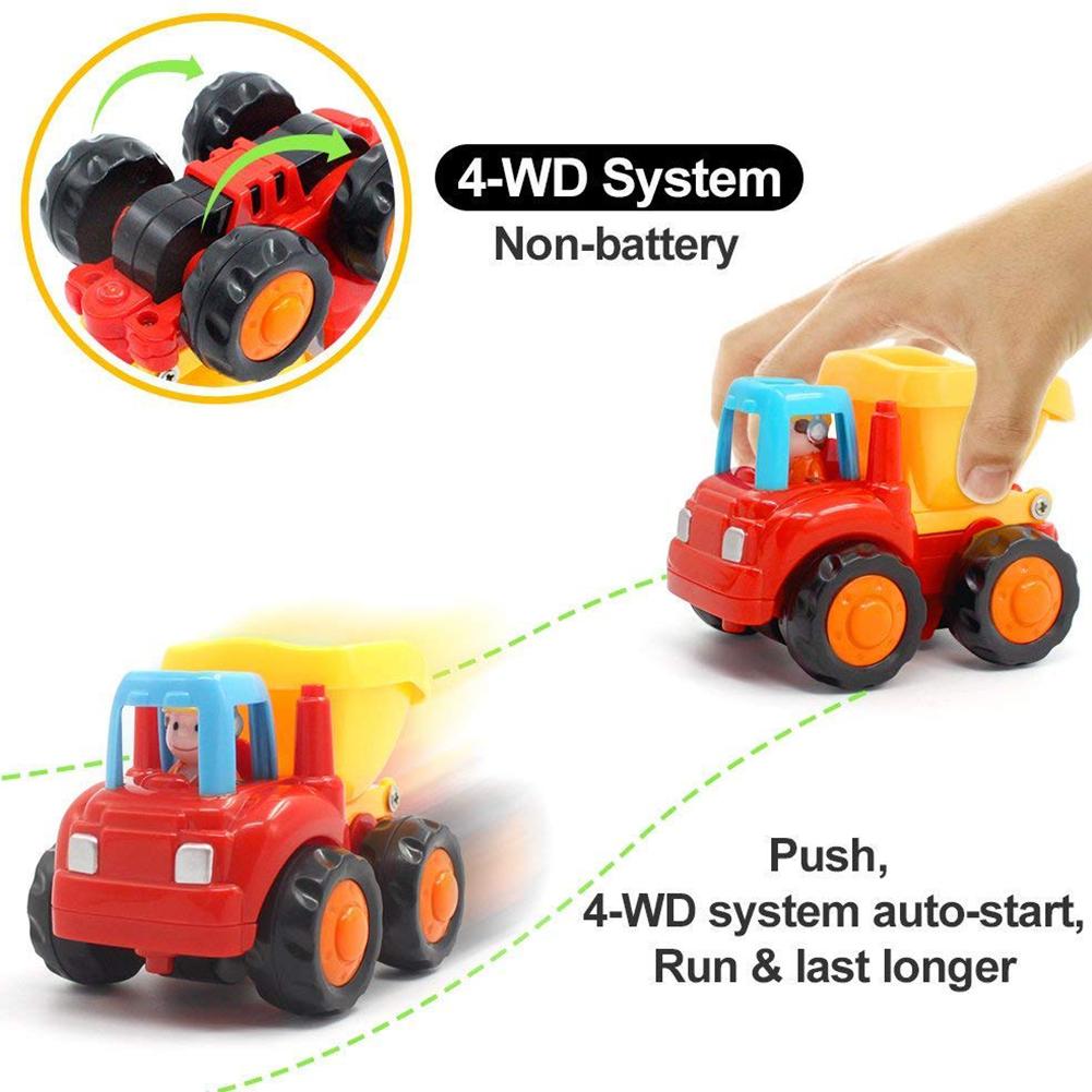 Push And Go Friction Powered Car Toys Set Tractor Bulldozer Mixer Truck And Dumper For Baby Toddlers Classic Toys Gifts for Kids