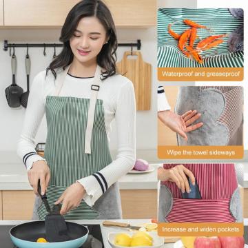 Dropship Home Cooking Kitchen Apron Side Wipes Waterproof Adjustable Buckle Oxford Cloth Big Pocket Apron Tool Aprons For Woman