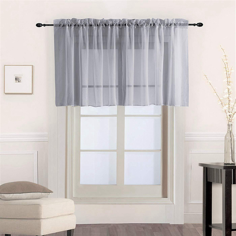 Window Voile Drapes Roman Tulle Kitchen Pure Color Simple Sheer Short Curtains Valance For bay Window Rod Pocket 184&C