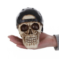 VILEAD 13cm Resin Skull With Peaked Cap Home Desktop Ornament Animal Skull Statues Sculptures Personalized Skull Decoration