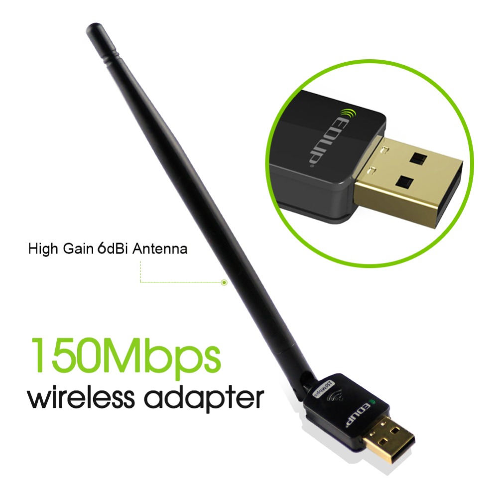 EDUP usb wifi adapter 150mbps high gain 6dbi wifi antenna 802.11n long distance usb wi-fi receiver Ethernet network card