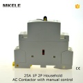 MKWCT-25M 2P 25A 220V/230V 50/60HZ Din rail Household ac contactor 2NO with manual control