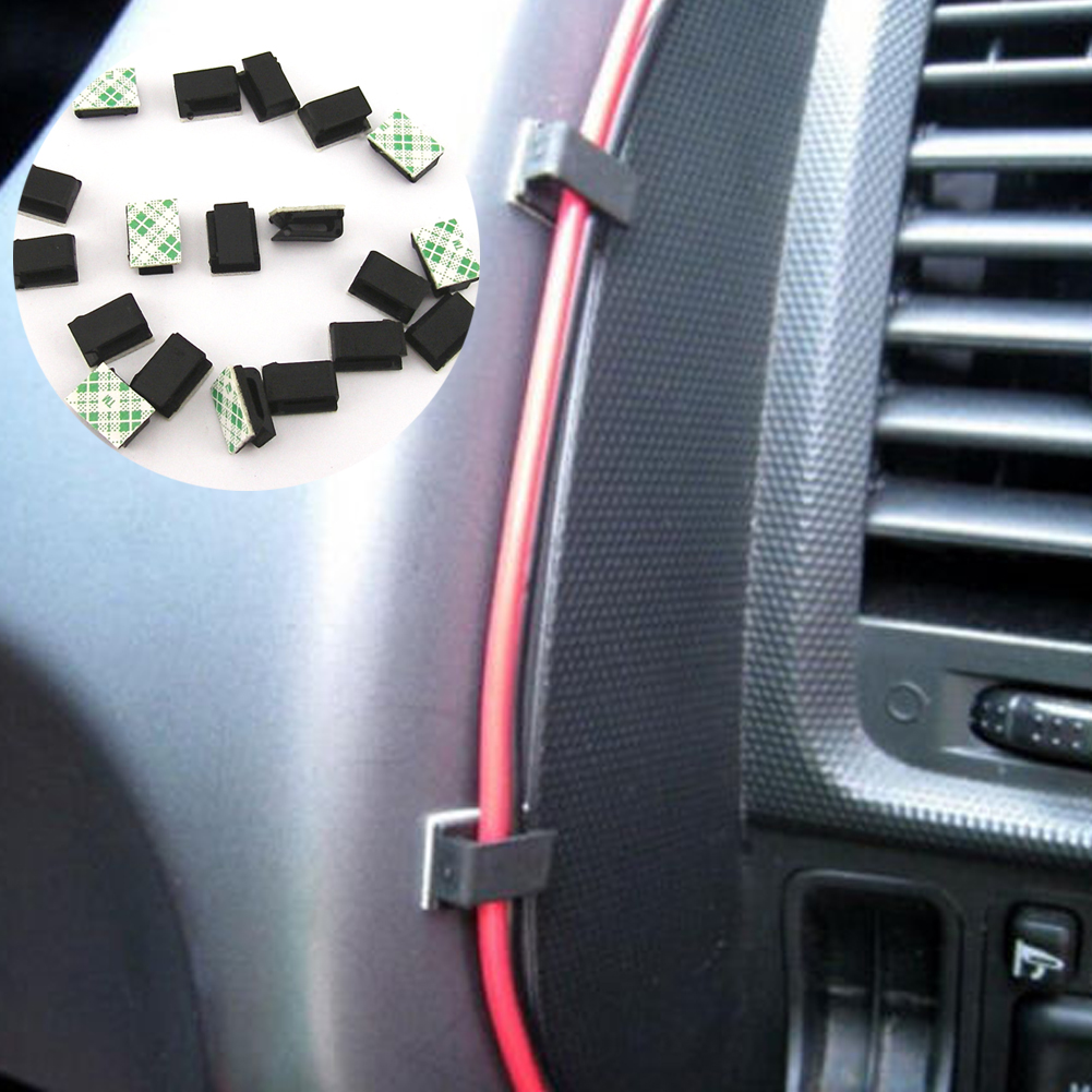 Auto Cord Fixed Clips 40Pcs Car SUV GPS Data Cable Light Cord Decorative Wire Fixing Organizer Plastic Black Small Car Accessory