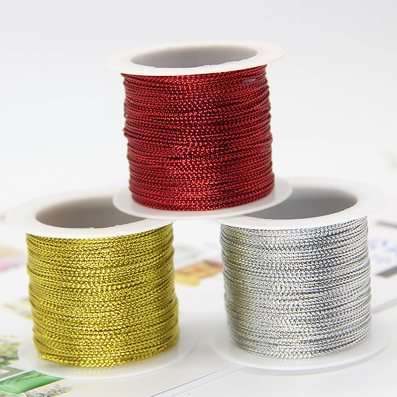 20M Rope Gold Silver Cord Gift Packaging String Metallic Jewelry Thread Cord DIY Tag Line Bracelet Making Labels Mark Lanyard