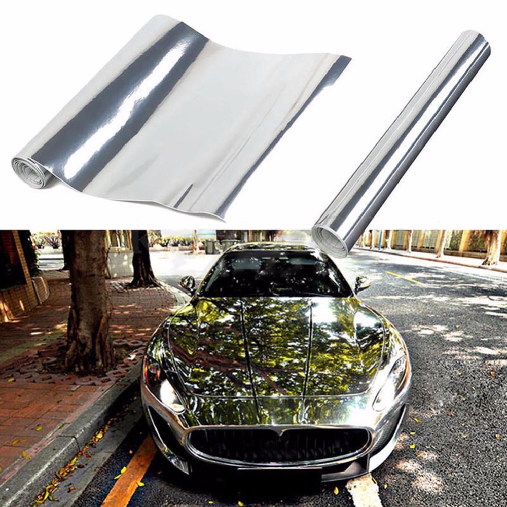 6x60inch Silver Car Sticker accessories Styling Electro Coating Change Color Film Chrome Plating Mirror Vinyl Wrap Electroplate