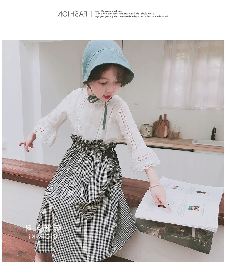 Fashion Girls' Skirt Plaid Elegant Infant Baby Skirts 2019 Spring Autumn Bowtie Side Chilren Aline Skirts Toddler Baby Clothing