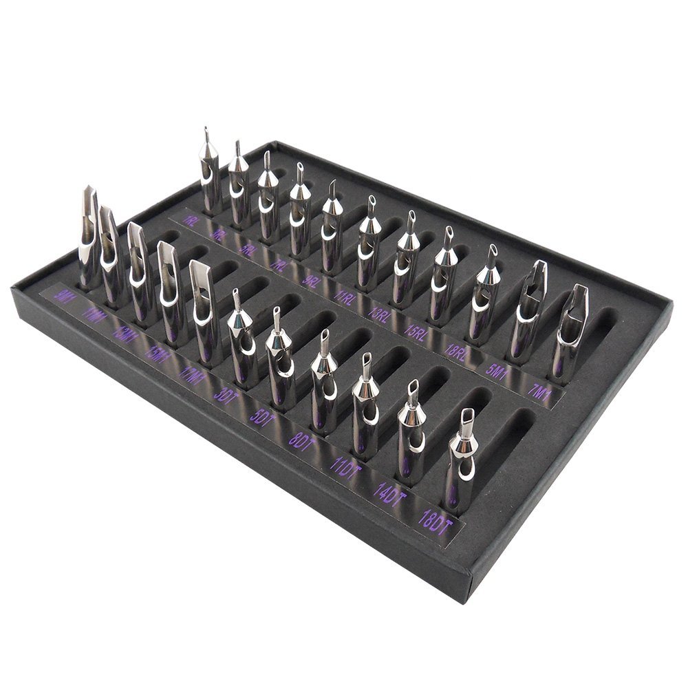 Top Dynamic Black22Pcs Stainless Steel Tattoo Tip Supply Professional Machine Tattoo Nozzle for Needles Set Kit Tattoo Ink