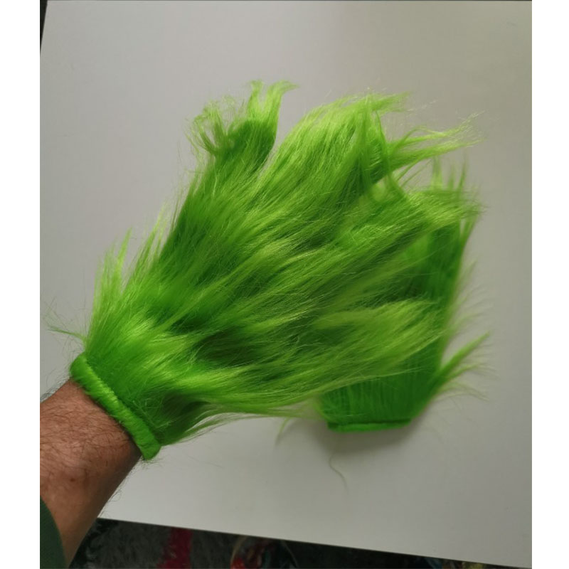 Grinch Stole Latex Christmas Gloves Cosplay X-Mas Funny Grinch Stole Costume Props Green Hair Gloves For Adult & Kids