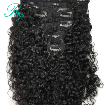 Clip in 100% Human Hair For Black Women Extensions Curly Clip Ins Natural Black Color 8 Pieces And 120g/Set Remy Brazilian Hair