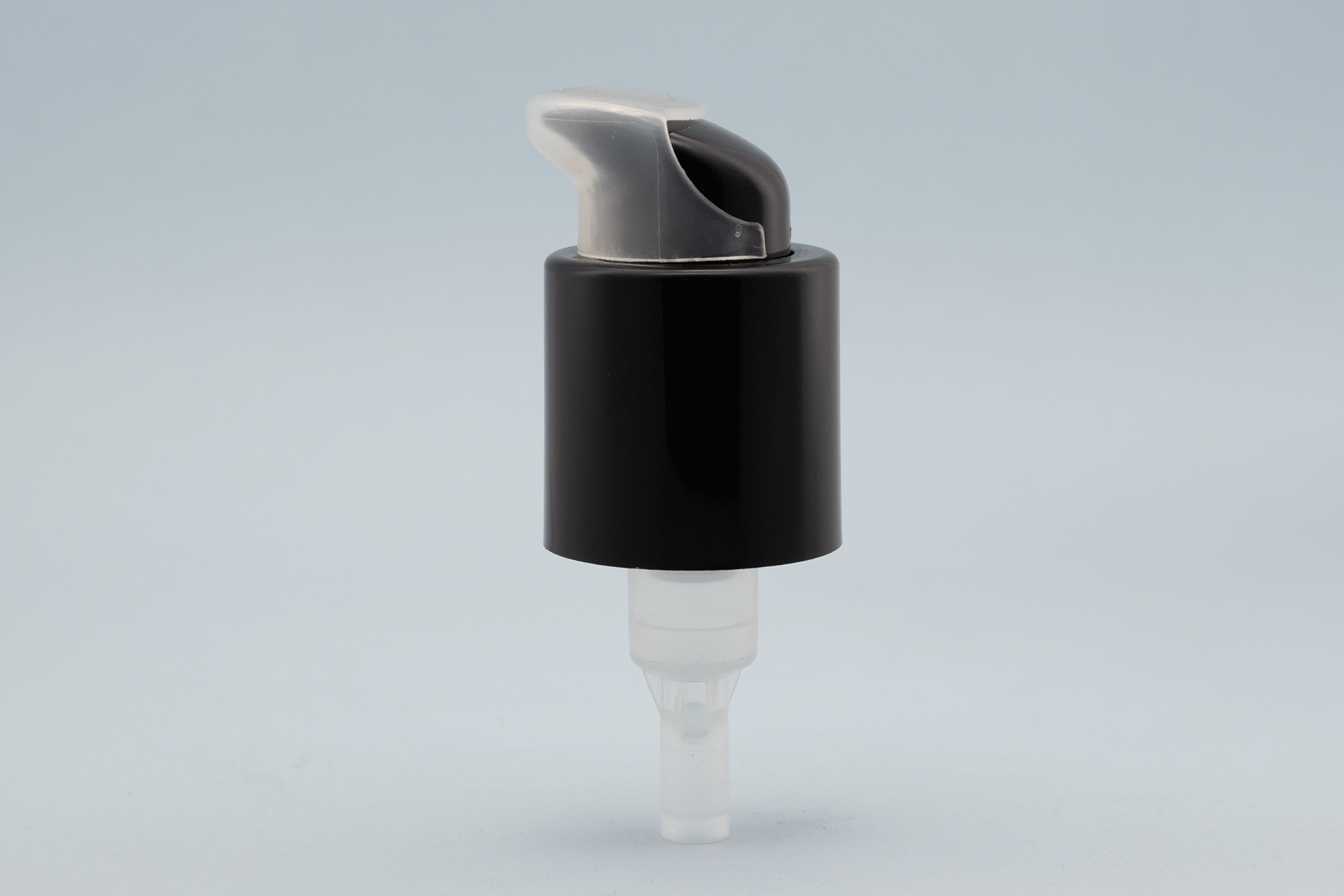 28/410 Glossy Black Lotion Pump with Clear Overcap