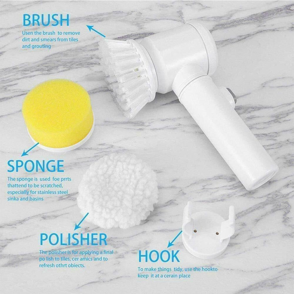 5in1 Handheld Electric Cleaning Brush for Bathroom Toile and Tub Brush Rags Kitchen Washing Brush Home Cleaning Tools Dropship